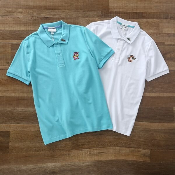 Lacoste Polo Shirt Men's Blue And White - Image 9