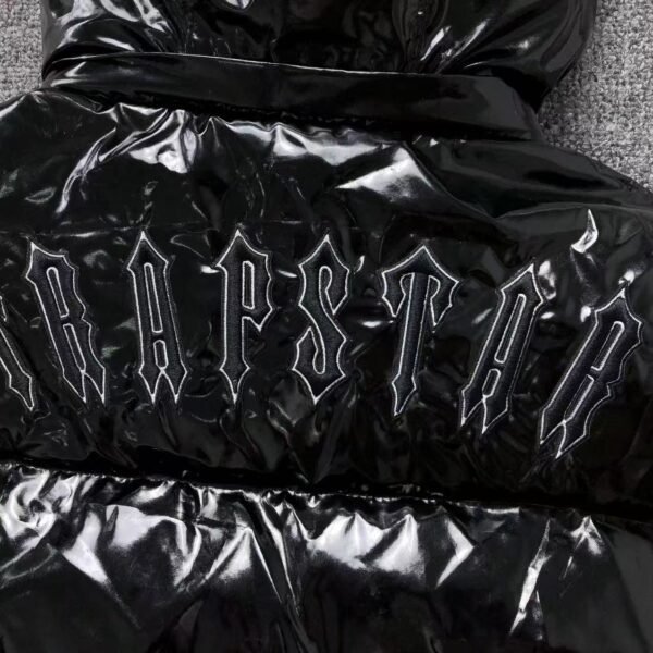 TRAPSTAR IRONGATE DETACHABLE HOODED PUFFER JACKET - SHINY BLACK - Image 3