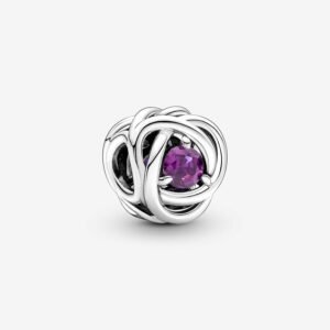 February Birthstone Eternity Circle O Pendant Set