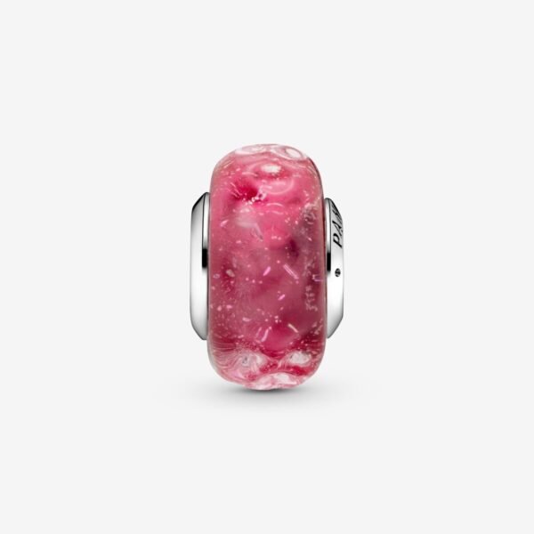 Wavy Fancy Pink Murano Glass Charm - Image 2