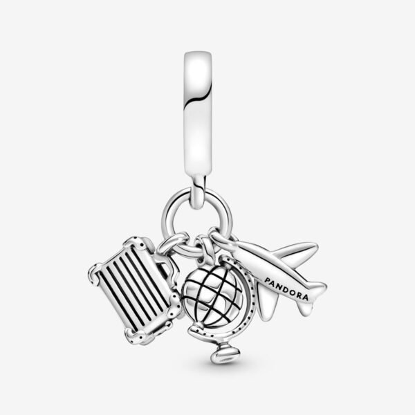 Airplane, Globe & Suitcase Dangle Charm - Image 3