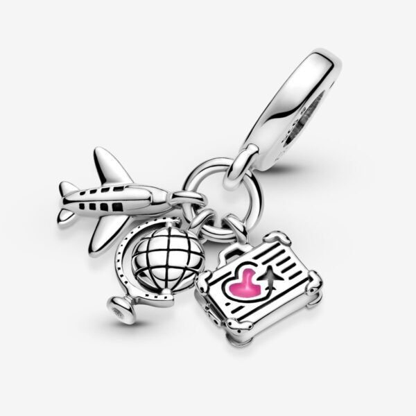 Airplane, Globe & Suitcase Dangle Charm - Image 2