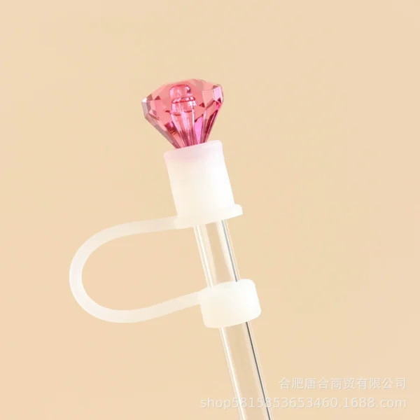 Luxe Tri-Color Crystal Gem Straw Toppers (3-Pack) various colors - Image 2