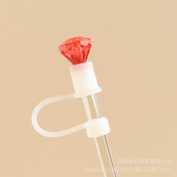 Luxe Tri-Color Crystal Gem Straw Toppers (3-Pack) various colors - Image 8
