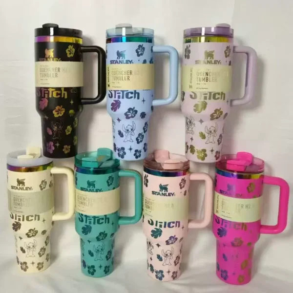 Stich Stanley Custom Tumbler Cup 40oz , Travel Mug, Hot Cold Drink Cup, Camping Tumbler, Outdoor Adventure Drinkware