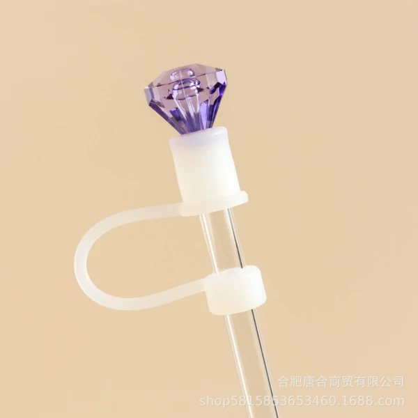 Luxe Tri-Color Crystal Gem Straw Toppers (3-Pack) various colors - Image 5
