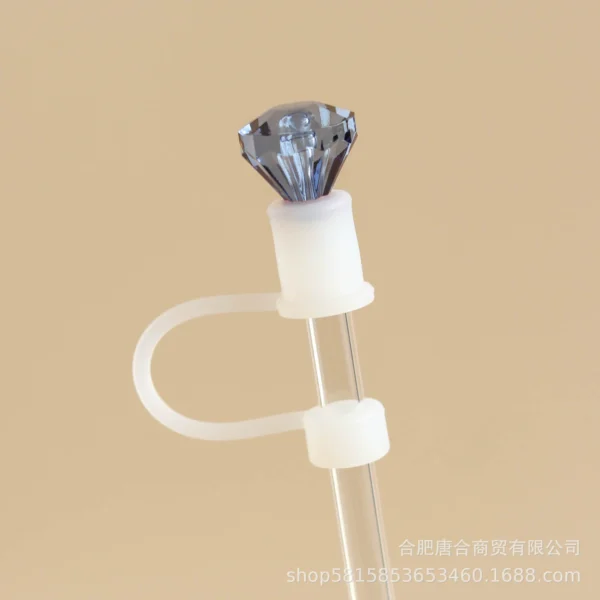 Luxe Tri-Color Crystal Gem Straw Toppers (3-Pack) various colors - Image 4