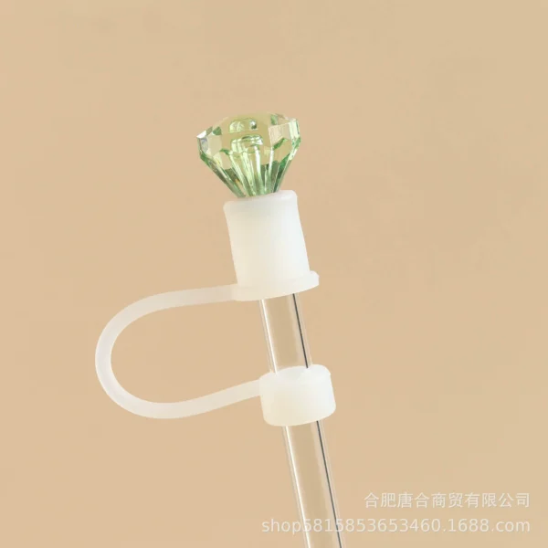 Luxe Tri-Color Crystal Gem Straw Toppers (3-Pack) various colors - Image 3