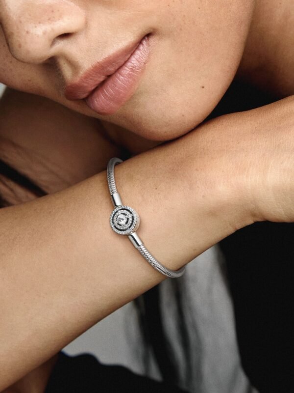Halo Snake Chain Bracelet Sterling silver