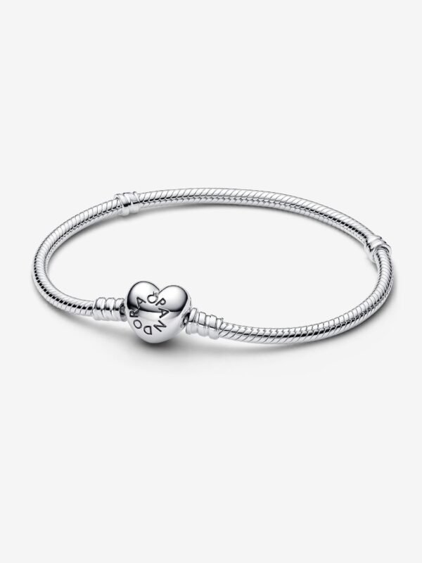 Pandora Moments Heart Clasp Snake Chain Bracelet Sterling silver - Image 2