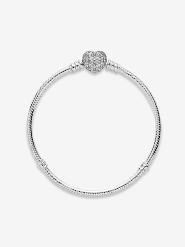 Sparkling Heart & Snake Chain Bracelet Sterling silver - Image 4
