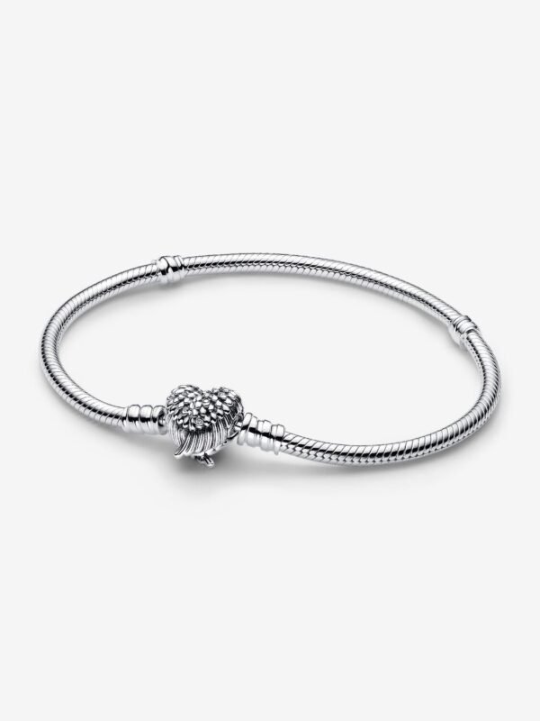 Heart Wings Clasp Snake Chain Bracelet Sterling silver - Image 2