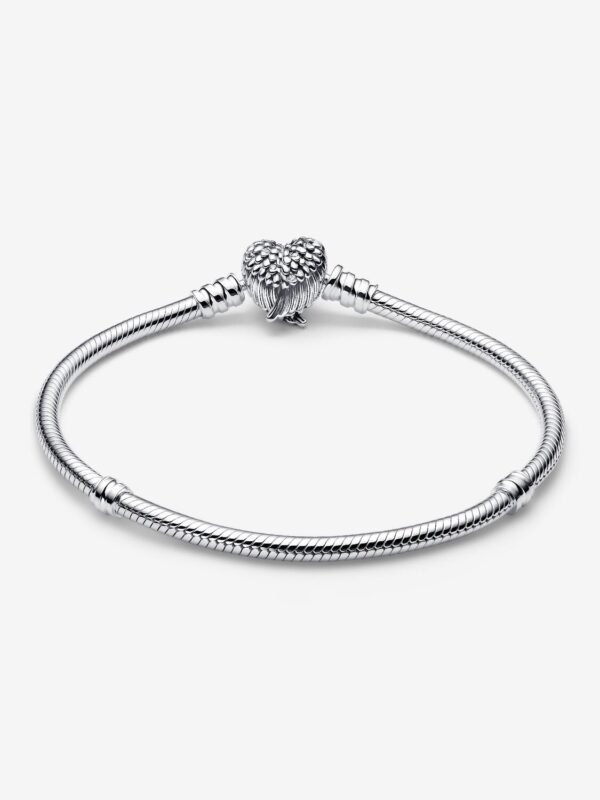 Heart Wings Clasp Snake Chain Bracelet Sterling silver - Image 3