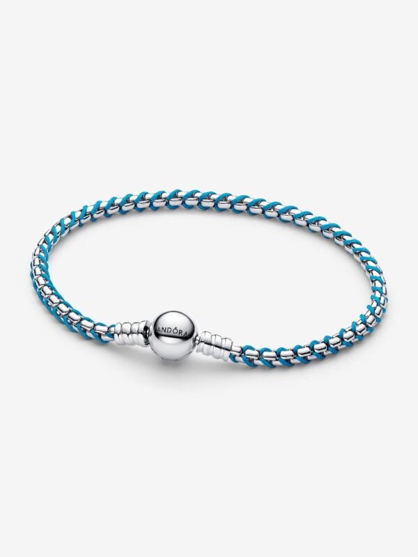 Blue Cord Snake Chain Bracelet Sterling silver