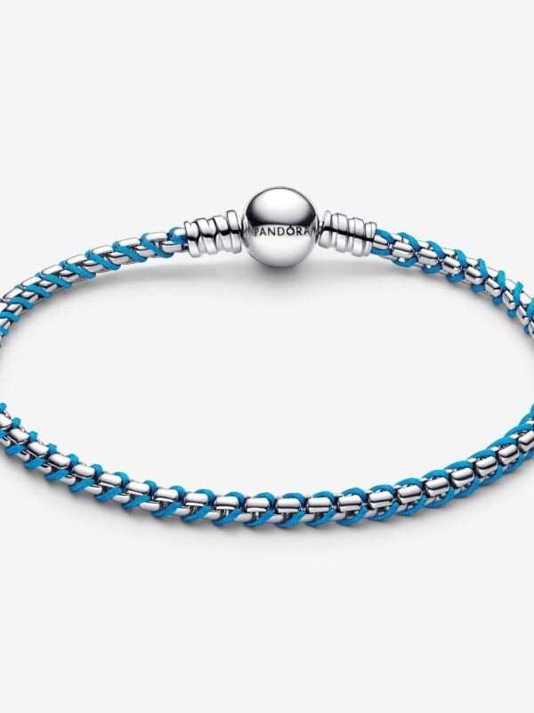 Blue Cord Snake Chain Bracelet Sterling silver - Image 3