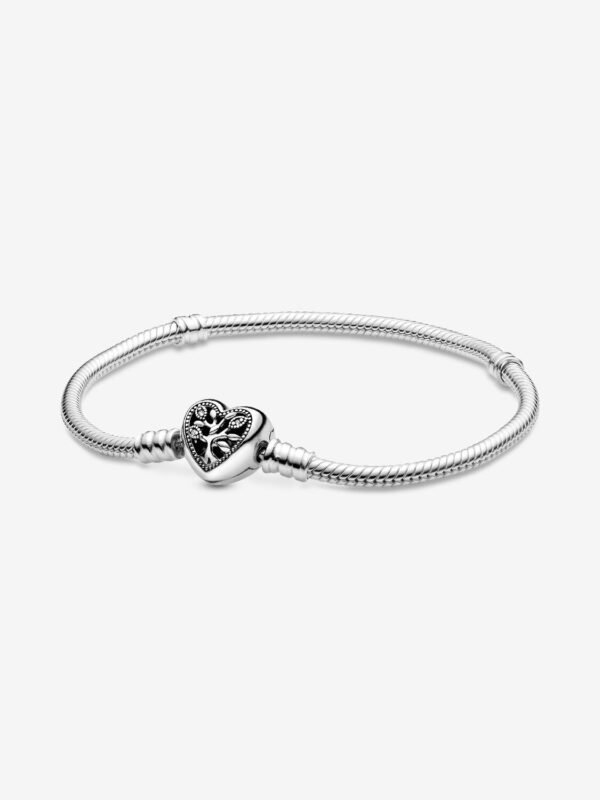 Family Tree Heart Clasp Snake Chain Bracelet Sterling silver - Image 5