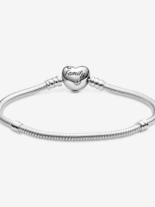 Family Tree Heart Clasp Snake Chain Bracelet Sterling silver - Image 4