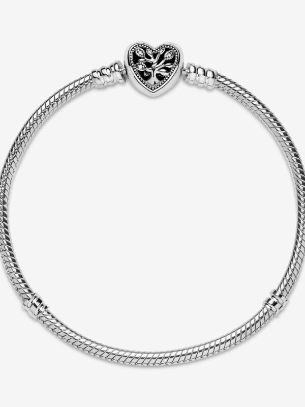 Family Tree Heart Clasp Snake Chain Bracelet Sterling silver - Image 3