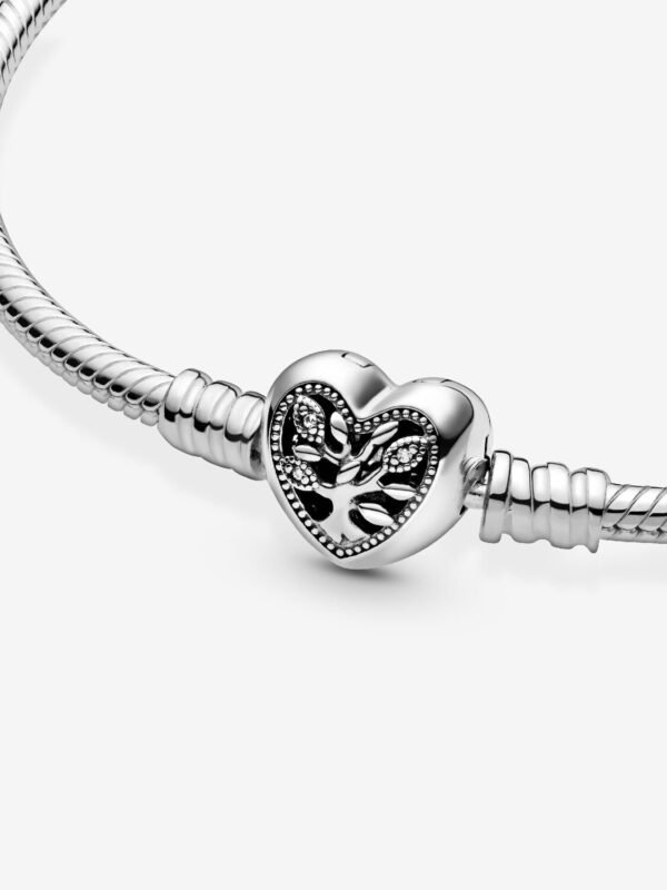 Family Tree Heart Clasp Snake Chain Bracelet Sterling silver - Image 2
