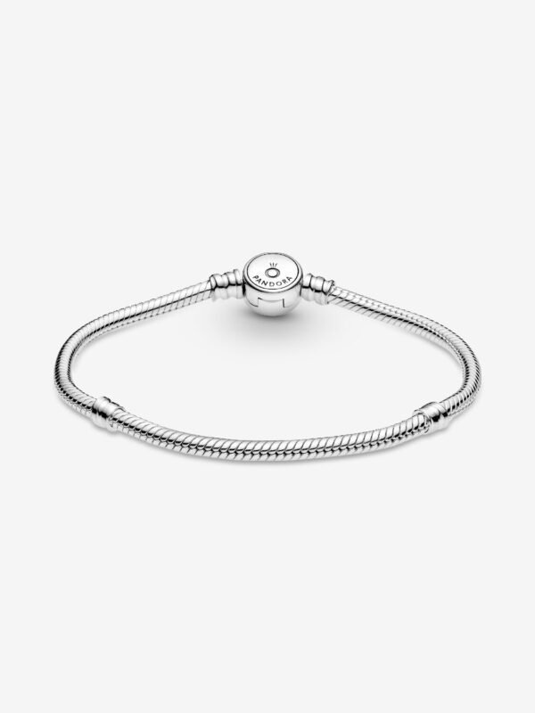Sparkling Blue Disc Clasp Snake Chain Bracelet Sterling silver - Image 5